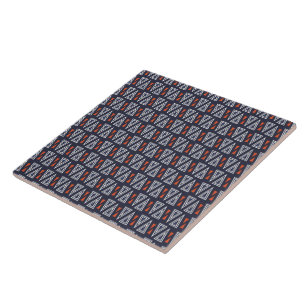 Mörk blått och röda geometriska trianglar Mönster Kakelplatta