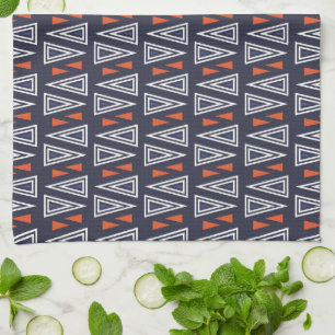 Mörk blått och röda geometriska trianglar Mönster Kökshandduk