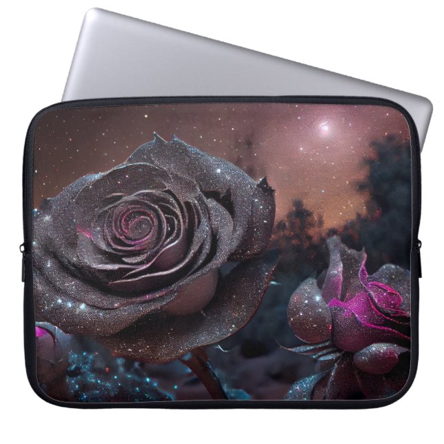 MÖRK BLÅTT och ROSA ANTIQUE RO Laptop Fodral (Framsidan)