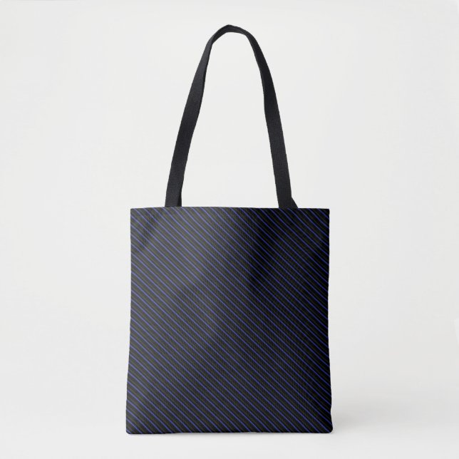 Mörk blått och svart diagonal, kantad tygkasse (Framsida)