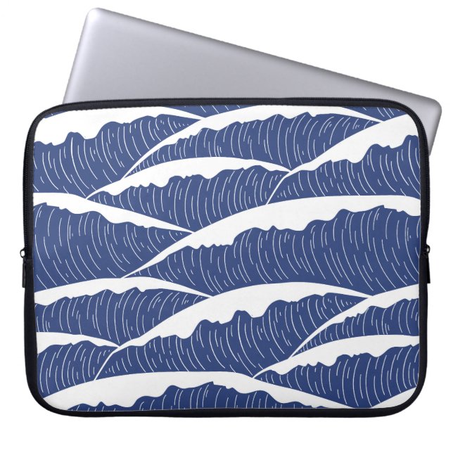Mörk blått och vit Vinkar Electronics Bag Laptop Fodral (Framsidan)