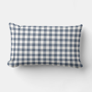 Mörk blått och vita Gingham Mönster Lumbarkudde