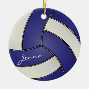 Mörk blått och Vita personifierar Volleyball Julgransprydnad Keramik