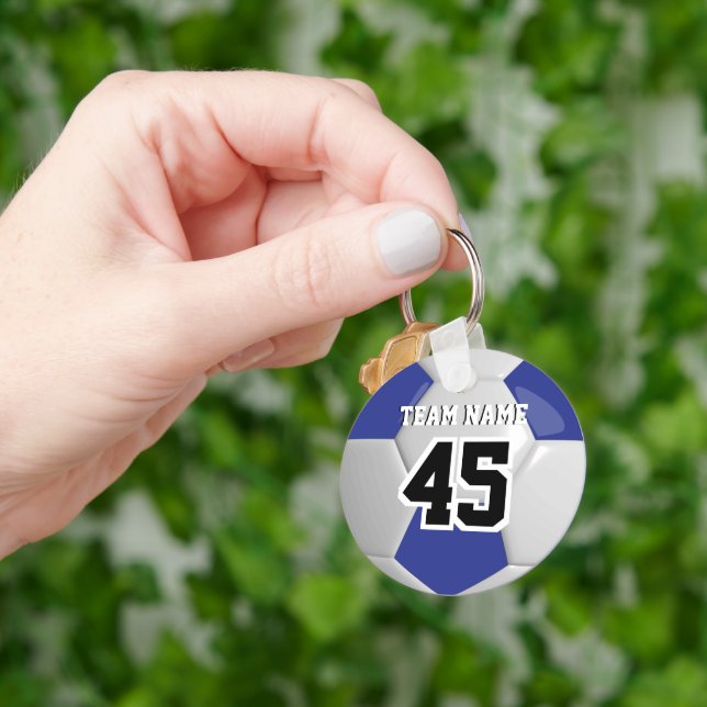 Mörk blått- och Vita teamets fotbolls-buss Nyckelring (Hand)