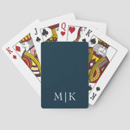 Mörk Blått och vitt | Modern monogram Casinokort