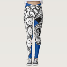 mörk blått Octopus Tentacle Leggings