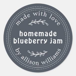 Mörk blått om Rustic Homemade Blueberry Sylt Canni Runt Klistermärke