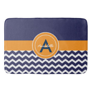 mörk blått Orange Chevron Badrumsmatta