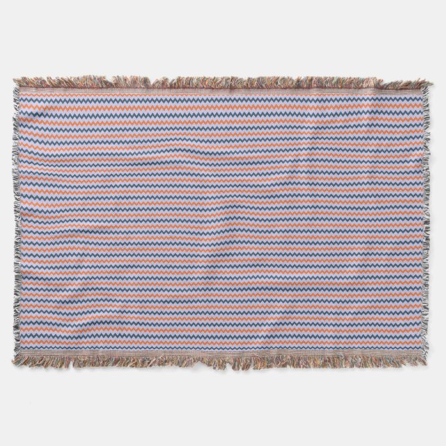 Mörk blått orange och lilac i Chevron mönster Filt (Framsidan)