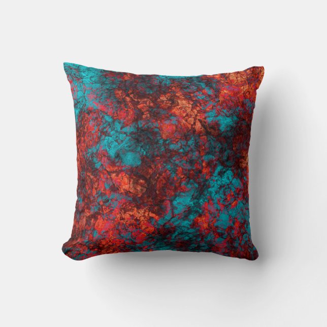 Mörk blått orange texturerad struktur suede marble kudde (Framsida)