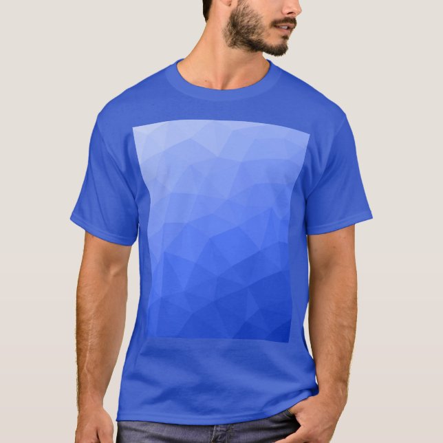 Mörk blått övertoningsgeometriskt nät mönster t shirt (Framsida)