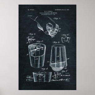 Mörk blått Patent för flytande stam och blandare Poster