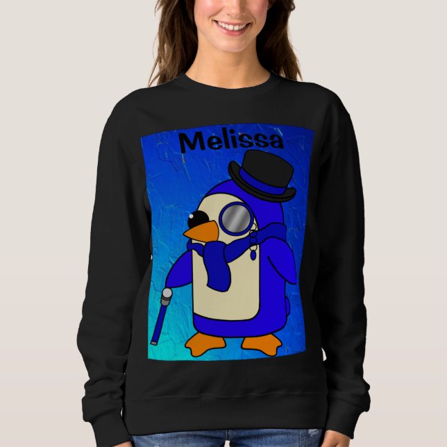 Mörk blått penguin för tecknad t shirt (Framsida)