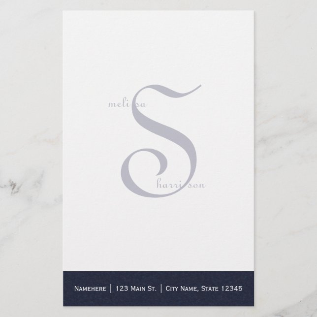 Mörk blått Personlig Brevpapper (Framsida)