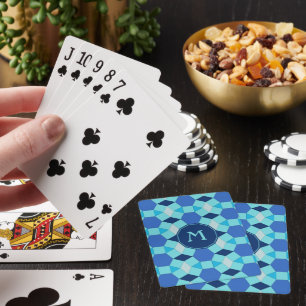 Mörk blått plattor av monogram kortlek