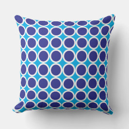 Mörk blått Polka dots med vit Gräns på blå Kudde