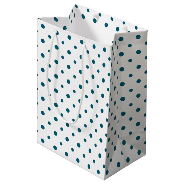 Mörk blått Polka dots på Vita Anpassningsbarna Gif (Framsidan Vinklad)
