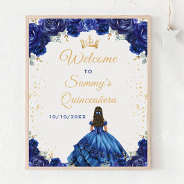 Mörk blått princess Quinceañera Välkommen Poster