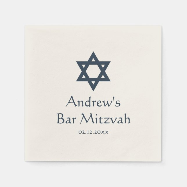 Mörk blått Pub Mitzvah-Personligen Pappersservett (Framsidan)