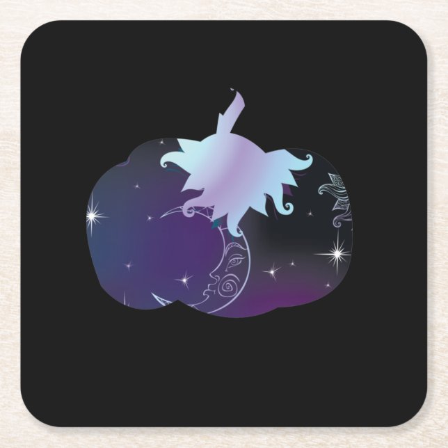 Mörk blått Pumpkin Underlägg Papper Kvadrat (Framsidan)