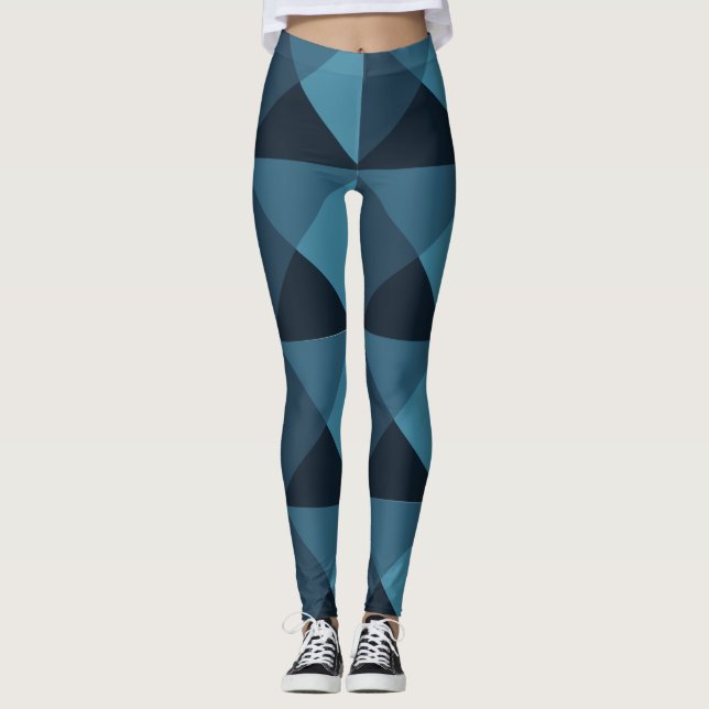 Mörk blått pyramider leggings (Framsida)