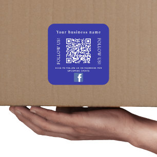 Mörk blått qr-kod för Business namn Facebook Fyrkantigt Klistermärke