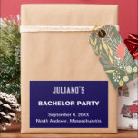 Mörk blått rektangeletikett för Bachelor-parti Rektangulärt Klistermärke<br><div class="desc">Mörk blått och oformaterad rektangulär dekal för reklampartier, ett färg för skum eller värdar som associerar blått med tillit och lojalitet. En design för "skum till be" eller värdar som också föredrar oformaterad inslag utan bakgrund för att förbättra läsbarheten. Den vita text som kontrasterar mot den fasta mörk blått bakgrunden...</div>