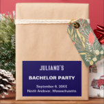 Mörk blått rektangeletikett för Bachelor-parti Rektangulärt Klistermärke<br><div class="desc">Mörk blått och oformaterad rektangulär dekal för reklampartier, ett färg för skum eller värdar som associerar blått med tillit och lojalitet. En design för "skum till be" eller värdar som också föredrar oformaterad inslag utan bakgrund för att förbättra läsbarheten. Den vita text som kontrasterar mot den fasta mörk blått bakgrunden...</div>