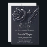 Mörk blått Ro Gothic 30års födelsedag Inbjudningar<br><div class="desc">Elegant mörk ro på mörk blått grund.</div>
