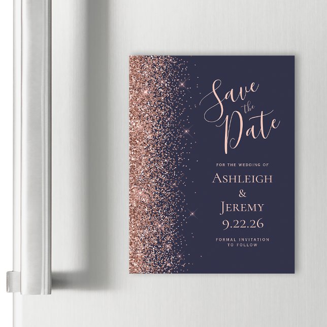 Mörk blått Ro Guld Glitter Spara datum (Skapare uppladdad)