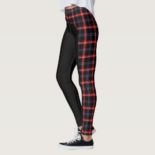 Mörk - blått/röd damasker för Tartansidorand Leggings
