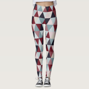 Mörk blått röda och Beige Triangles B Leggings