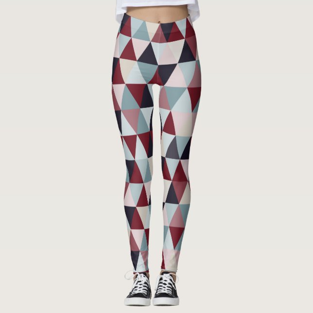 Mörk blått röda och Beige Triangles B Leggings (Framsida)