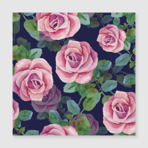 Mörk blått, Rosa ros vattenfärg.