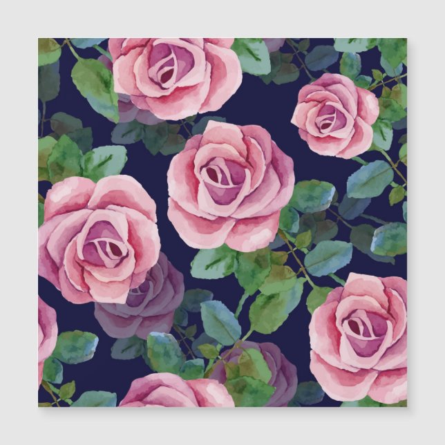 Mörk blått, Rosa ros vattenfärg. (Framsida)