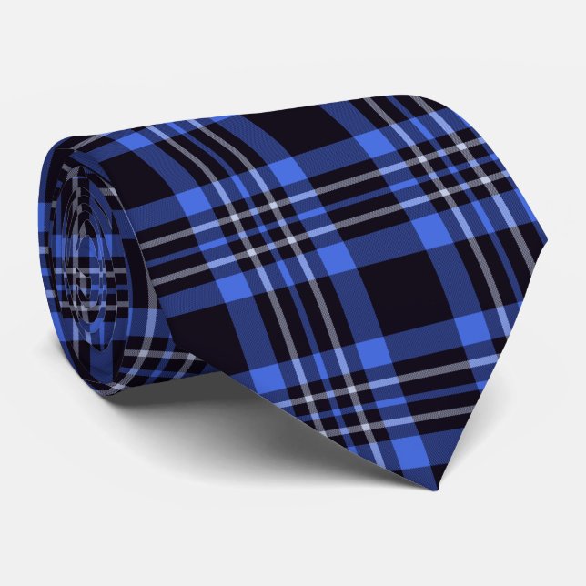 Mörk blått Scottish Tartan Mönster Slips (Rullad)