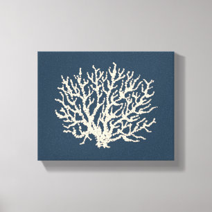 Mörk blått Sea Coral Wall Art Canvastryck