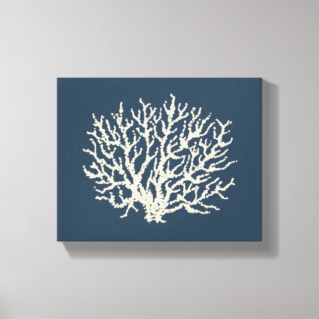 Mörk blått Sea Coral Wall Art Canvastryck (Framsida)