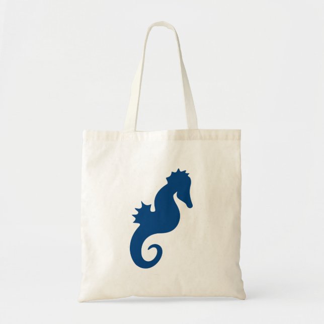 Mörk blått Seahorse Silhouette Tygkasse (Framsidan)