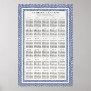 Mörk blått Seigaiha Bröllop/händelsemittsschema Poster