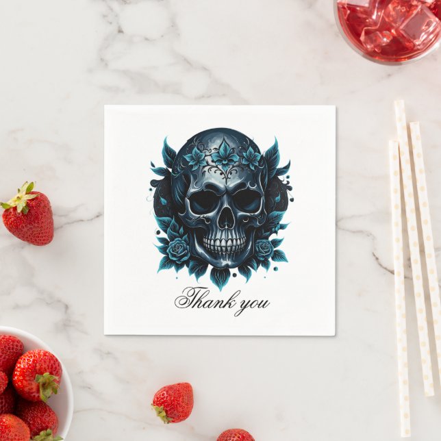 Mörk blått skalle med ro. pappersservett (Insitu)