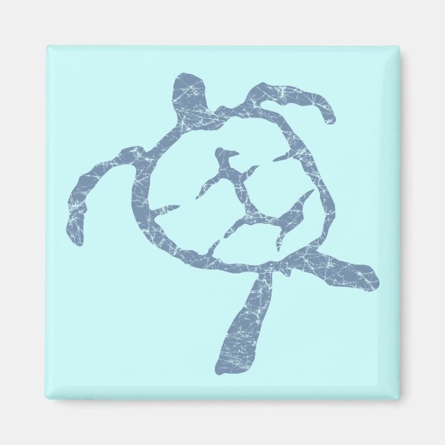 mörk blått sköldpadda magnet (Framsidan)