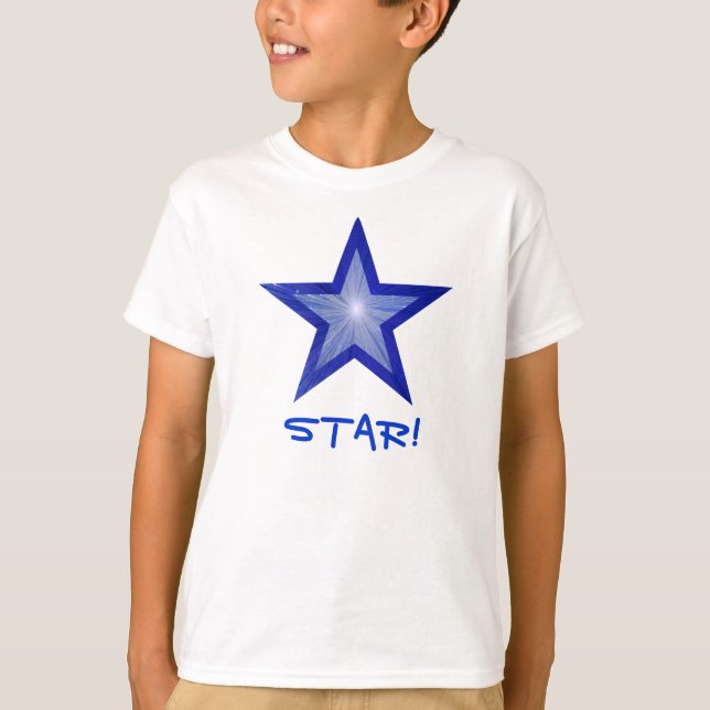 Mörk blått Star "STAR!" barn t-shirt (Framsida)