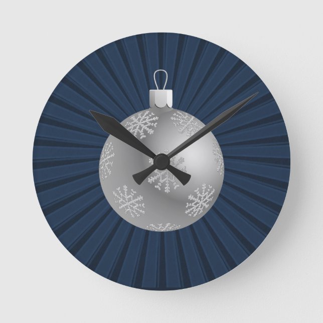 Mörk blått Starburst Rand Ornament Wall Clock Rund Klocka (Framsida)