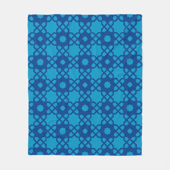 Mörk blått stjärnornas kvadrat - marockansk mosaik fleecefilt (Framsidan)