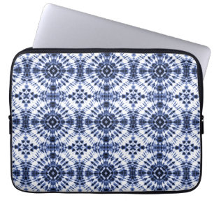 Mörk blått Tie Dye Mönster Laptop Fodral