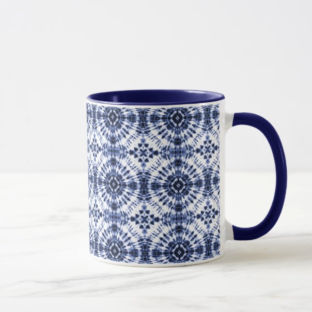 Mörk blått Tie Dye Mönster Mugg (Höger)