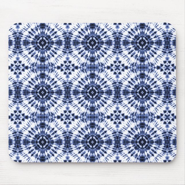Mörk blått Tie Dye Mönster Musmatta (Framsidan)