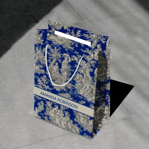 mörk blått toile de jouy för vintage av chic