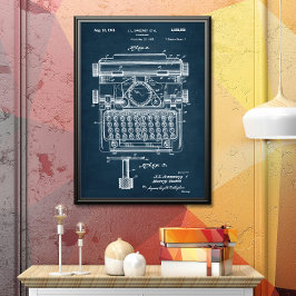 Mörk blått | Typewriter-patent Poster